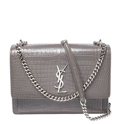 saint laurent bag croc|medium sunset leather shoulder bag.